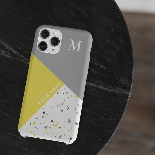 Trendy Geometric Yellow Terrazzo Monogram Case-Mate iPhone Hülle