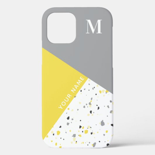 Trendy Geometric Yellow Terrazzo Monogram Case-Mate iPhone Hülle (Rückseite)
