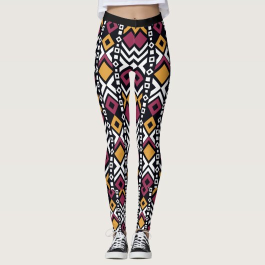 Trendy geometrisch farbige Blöcke Leggings (Vorderseite)