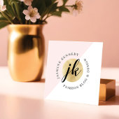 Trendy geometrisch rosa und goldfarbenes Monogramm Quadratische Visitenkarte