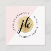Trendy geometrisch rosa und goldfarbenes Monogramm Quadratische Visitenkarte (Vorderseite)