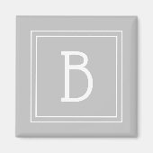 Trendy Gerahmte Monogram Light Gray & White Initia Magnet (Vorne)
