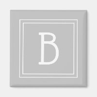 Trendy Gerahmte Monogram Light Gray & White Initia