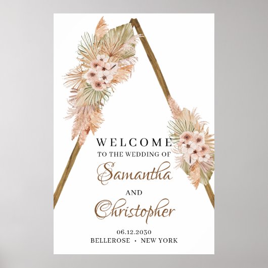 Trendy getrocknete Palmen Pampas Gras Holzbögen Em Poster (Vorne)