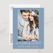 Trendy Getting Married Dusty Blue Save the Date Postkarte (Vorne/Hinten)