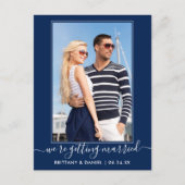 Trendy Getting Married Navy Blue Save the Date Postkarte (Vorderseite)