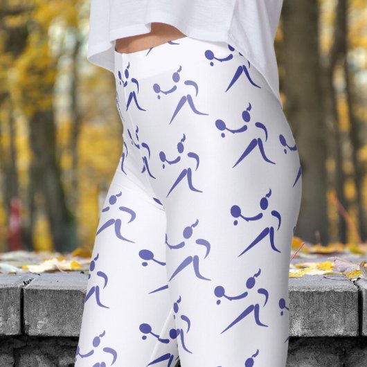 Trendy Ghost White Womens Tennis Pattern Leggings