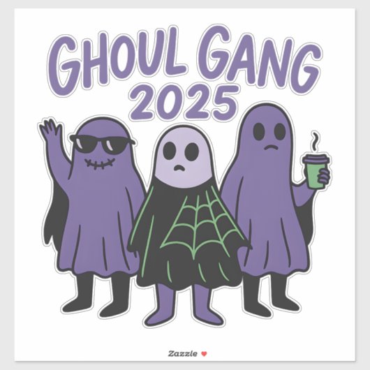 Trendy Ghoul Gang Coffee Squad Halloween 2025 Aufkleber (Blatt)