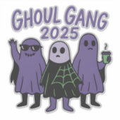 Trendy Ghoul Gang Coffee Squad Halloween 2025 Aufkleber (Vorderseite)