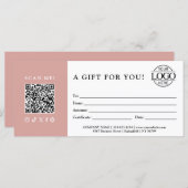 Trendy Gift Certificate | Business Logo & QR Code (Vorne/Hinten)