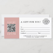 Trendy Gift Certificate | Business Logo & QR Code (Vorderseite)