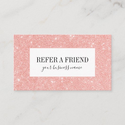 Trendy Gilry Pink Glitzer Beauty Salon Empfehlungskarte (Vorderseite)