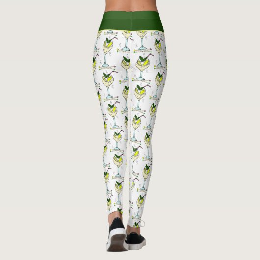 Trendy Gin Lover Cocktail Glass Stilvoll Weiß Leggings (Rückseite)