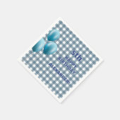 Trendy Gingham Blue 5th Birthday Personalized Serviette (Ecke)
