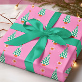 Trendy Gingham Christmas Tree Pattern Geschenkpapier