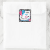 Trendy Giraffe Print Gender Reveal Baby Dusche Quadratischer Aufkleber (Tasche)