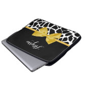 Trendy Giraffe Print Golden Yellow Bow mit Namen Laptopschutzhülle (Vorne Knopf)