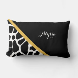 Trendy Giraffe Print Golden Yellow Strip und Name Lendenkissen