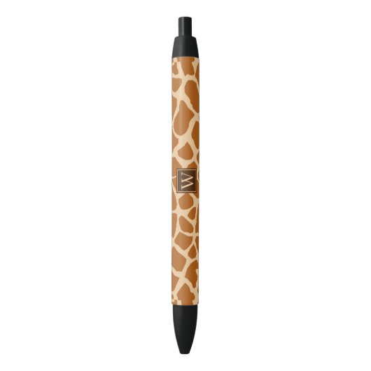 Trendy Giraffe Print mit Chic Monogram Kugelschreiber (Vorderseite Vertikal)