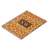 Trendy Giraffe Print mit Chic Monogram Notizblock (Linke Seite)