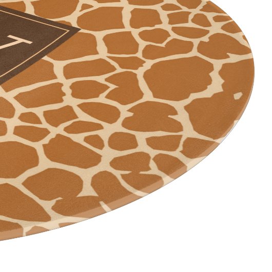 Trendy Giraffe Print mit Chic Monogram Schneidebrett (Ecke)