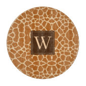 Trendy Giraffe Print mit Chic Monogram Schneidebrett (Vorderseite)