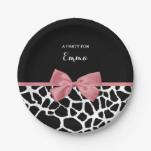 Trendy Giraffe Print Rosy Pink Bow mit Namen