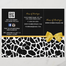 Trendy Giraffe Print Yellow Bow Boutique Broschüre