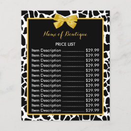 Trendy Giraffe Print Yellow Bow Boutique Price Flyer