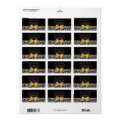 Trendy Giraffe Print Yellow Bow Fashion Boutique Adressaufkleber (Vorne)