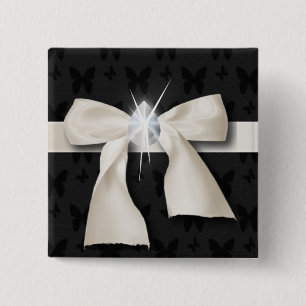 Trendy Girl chic Diamant White Bow Button