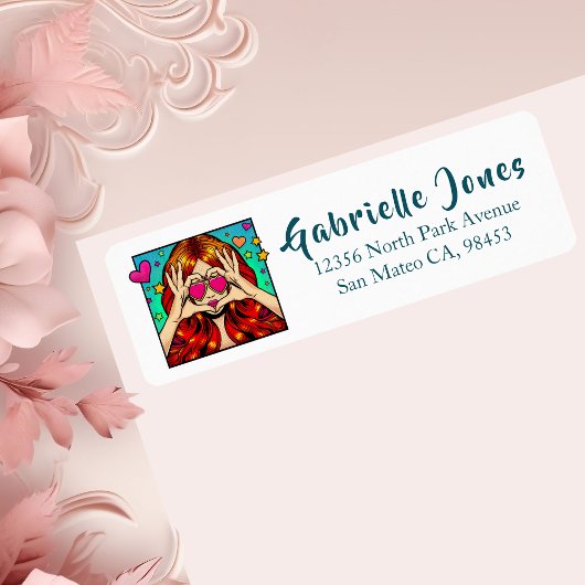 Trendy Girl In Sonnenbrille Pop Rücksendeadresse