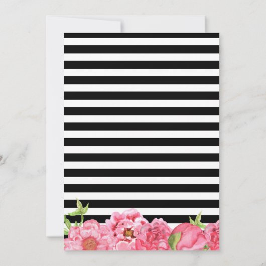 Trendy Girl Pink Floral Baby Einladungen (Rückseite)