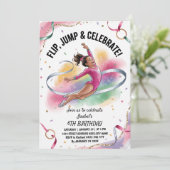 Trendy Girls Gymnast Gymnastics Birthday Party Einladung (Stehend Vorderseite)