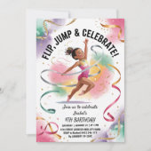 Trendy Girls Gymnast Gymnastics Birthday Party Einladung (Vorderseite)