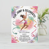 Trendy Girls Gymnast Gymnastics Birthday Party     Einladung (Stehend Vorderseite)