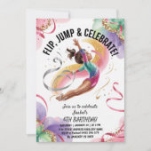 Trendy Girls Gymnast Gymnastics Birthday Party Einladung (Vorderseite)