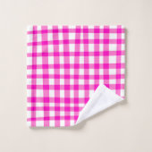 Trendy Girly Abstrakt Gingham in fett rosa Weiß Badhandtuch Set (Waschlappen)