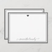 Trendy Girly Chic Silver Gray Heart Individuelle N Mitteilungskarte (Vorne/Hinten)