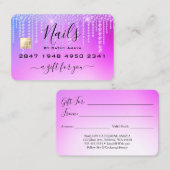Trendy Girly Diamond Tropfens Lila Geschenkzertifi Visitenkarte (Vorne/Hinten)