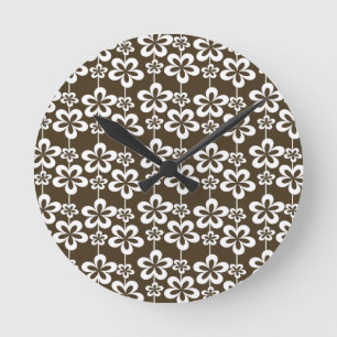 Trendy Girly Floral Pattern Runde Wanduhr