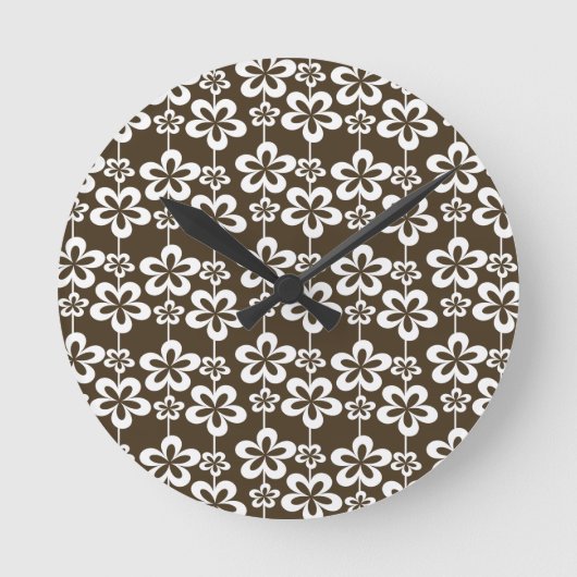 Trendy Girly Floral Pattern Runde Wanduhr (Vorderseite)