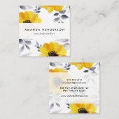 Trendy Girly gelbes Blumen-Muster Quadratische Visitenkarte (Vorne/Hinten)
