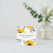 Trendy Girly gelbes Blumen-Muster Quadratische Visitenkarte (Stehend Vorderseite)