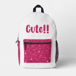 Trendy Girly Hübsch Pink Niedlicher Glitzer Bedruckter Rucksack