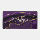 Trendy Girly Lila Agate Gold Glitzer Desk Mat Schreibtischunterlage (Vorderseite)