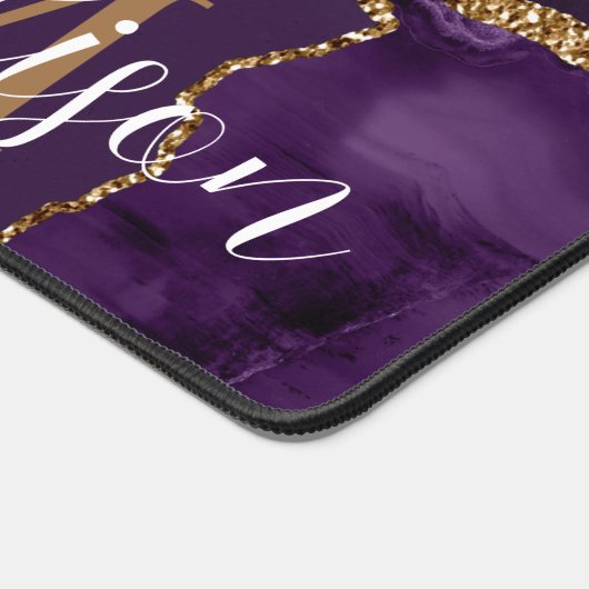 Trendy Girly Lila Agate Gold Glitzer Desk Mat Schreibtischunterlage (Ecke)