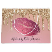 Trendy Girly Lip Kiss Makeup Artist Große Geschenktüte (Vorderseite)