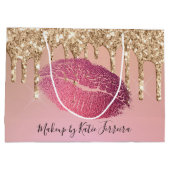 Trendy Girly Lip Kiss Makeup Artist Große Geschenktüte (Rückseite)