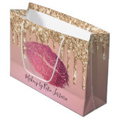 Trendy Girly Lip Kiss Makeup Artist Große Geschenktüte (Vorderseite Schrägansicht)